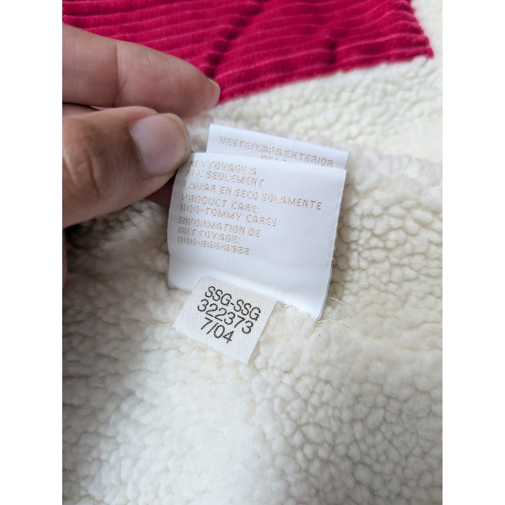 Tommy Hilfiger Pea Coat Women Petite S Corduroy Pink Faux Shearling Lining - Picture 10 of 13